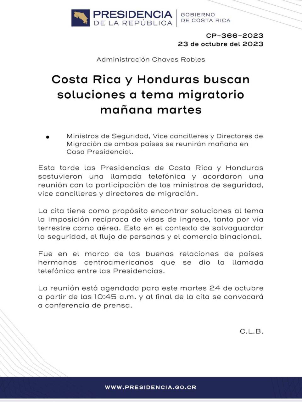 Delegación de Honduras viajará a Costa Rica para tratar tema de visa