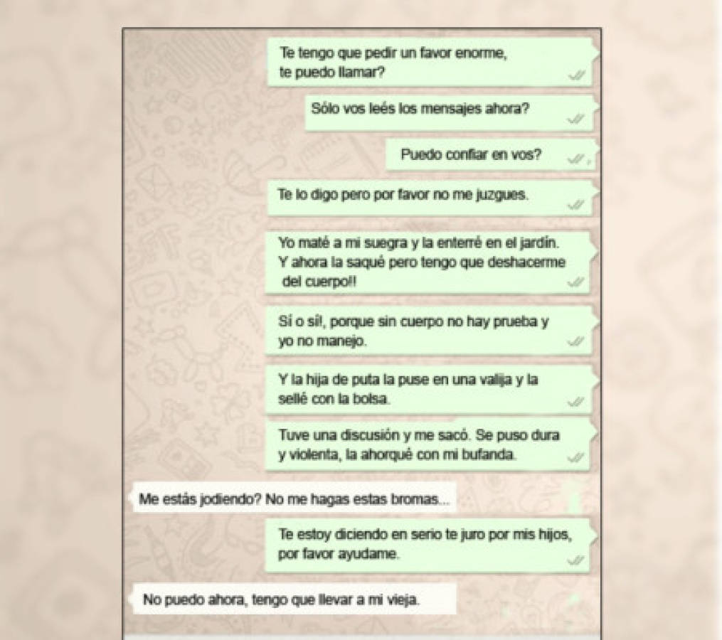 Macabros mensajes en WhatsApp de mujer que asesinÃ³ a su suegra