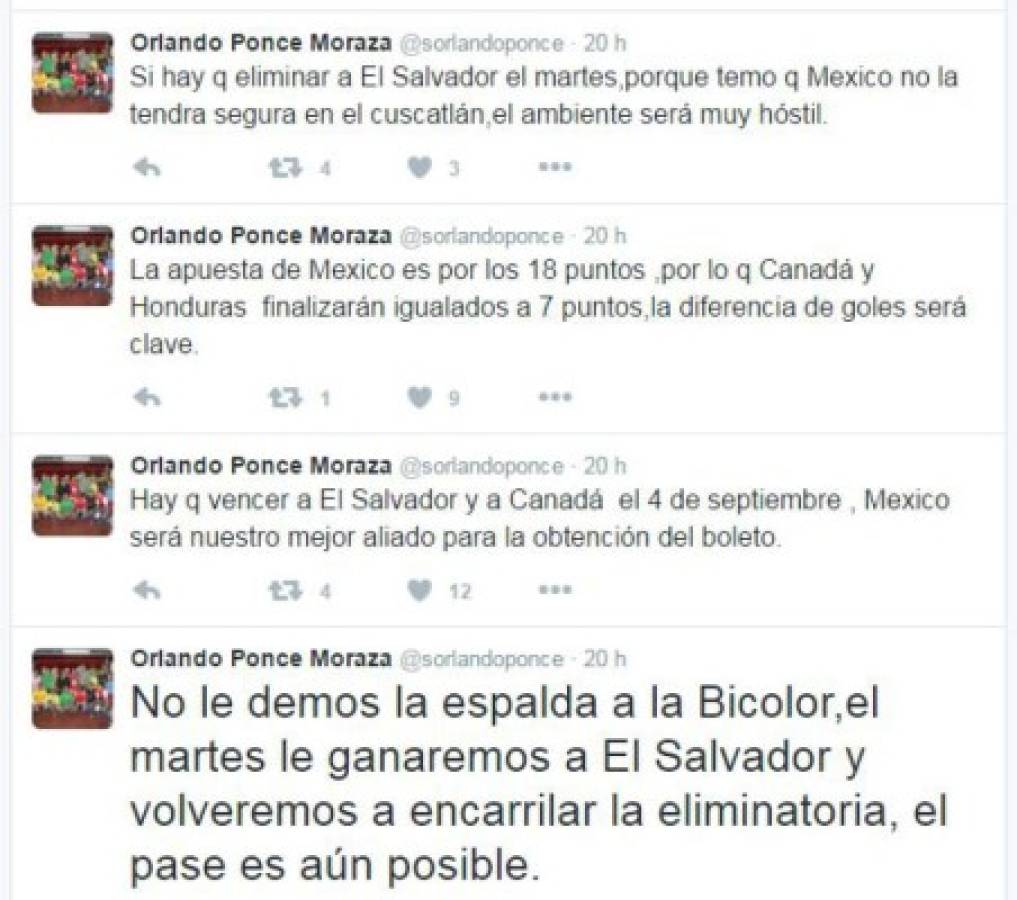 En los últimos días, Ponce Morazán ha estado muy activo en su cuenta personal de Twitter, foto: El Heraldo.