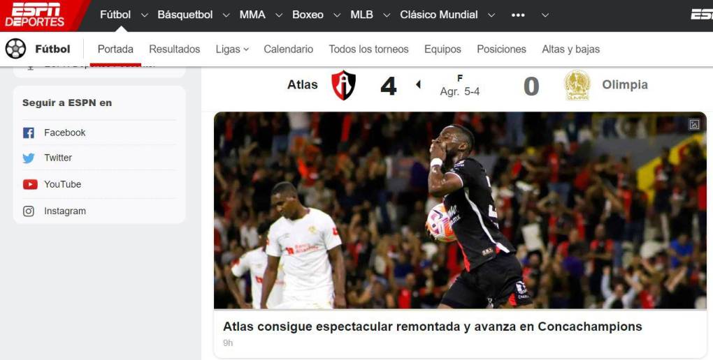 Prensa mexicana califica de “heroica” la remontada del Atlas ante el Olimpia en Concachampions