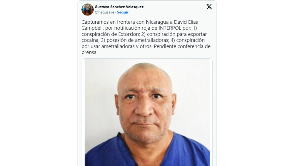 Así entregó Nicaragua a David Campbell, líder de la MS-13 acusado por EUA