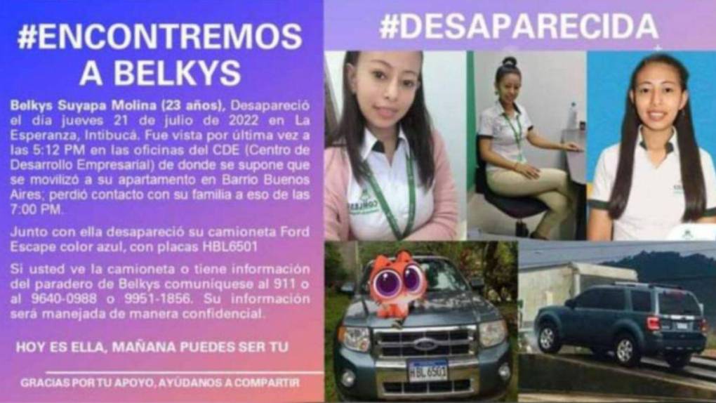 ¿Qué decían los mensajes encontrados en el WhatsApp de Belkis Molina, desaparecida en Intibucá?