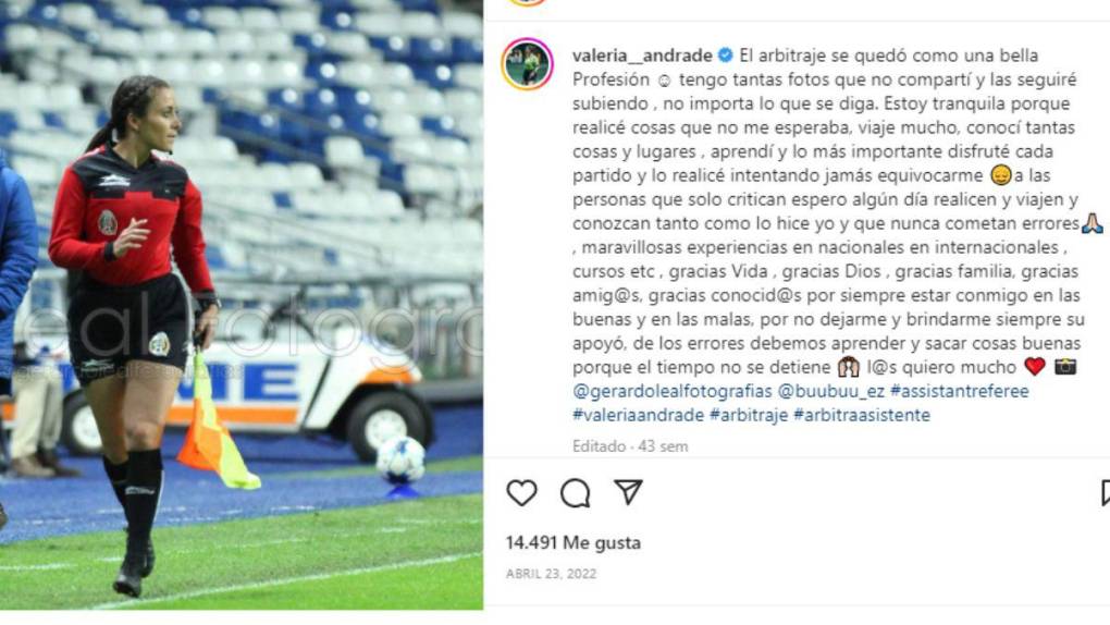 Valeria Andrade, la árbitra despedida que causa revuelo en las redes sociales