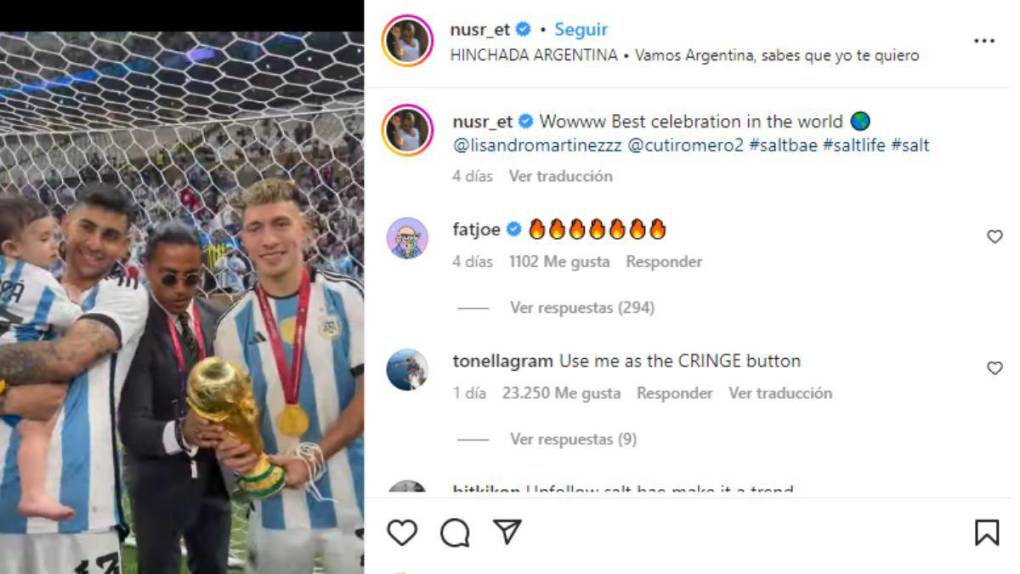 FIFA investiga a chef Salt Bae por colarse en la celebración de Argentina