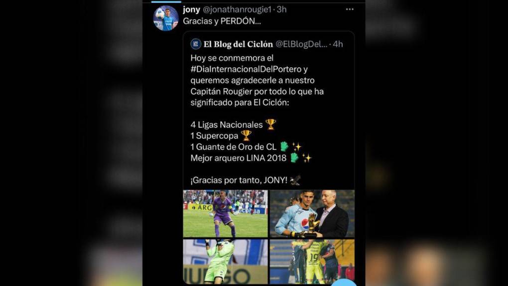 “Gracias y perdón”: Rougier se disculpa en las redes sociales tras la derrota de Motagua ante Tigres