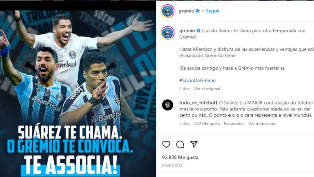 Como héroe: el impresionante recibimiento del Gremio a Luis Suárez