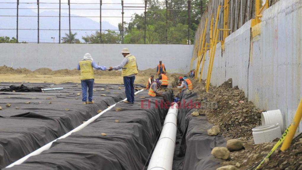 ¡Irreconocible! Así avanzan los trabajos de cambio de césped en el Estadio Morazán en la recta final