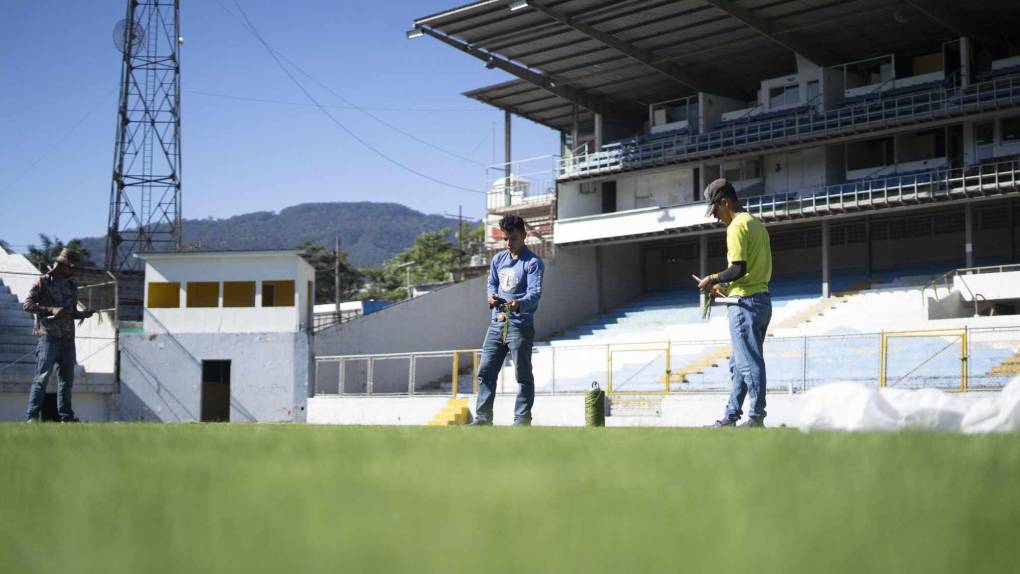 ¡Una lindura! Así quedó la grama híbrida en el estadio Morazán