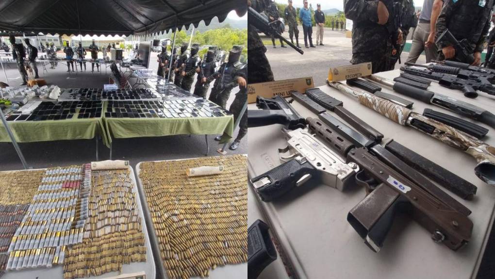 Las armas y municiones de diferentes calibres que fueron decomisadas en las cárceles de Honduras