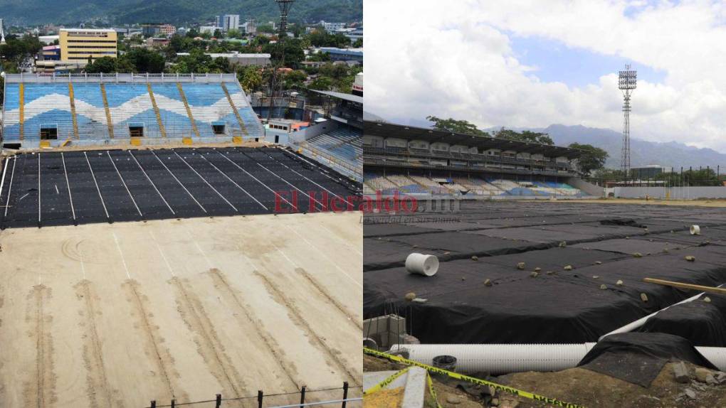 ¡Irreconocible! Así avanzan los trabajos de cambio de césped en el Estadio Morazán en la recta final