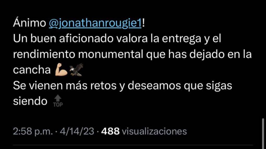 “Gracias y perdón”: Rougier se disculpa en las redes sociales tras la derrota de Motagua ante Tigres