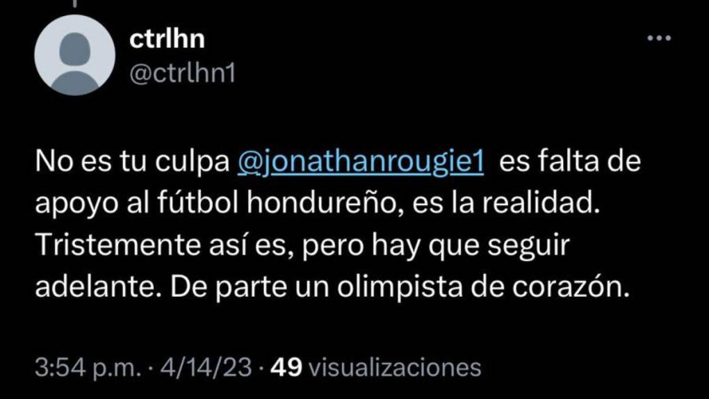 “Gracias y perdón”: Rougier se disculpa en las redes sociales tras la derrota de Motagua ante Tigres