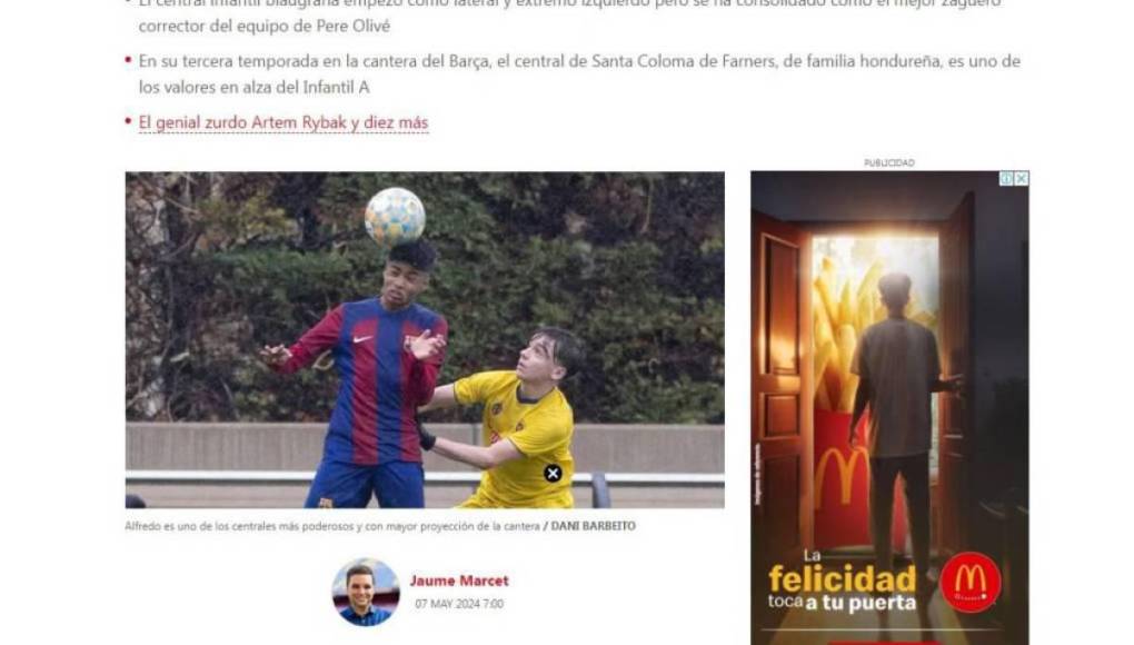 Barcelona tiene en La Masia a un futbolista que podría jugar con la Selección de Honduras