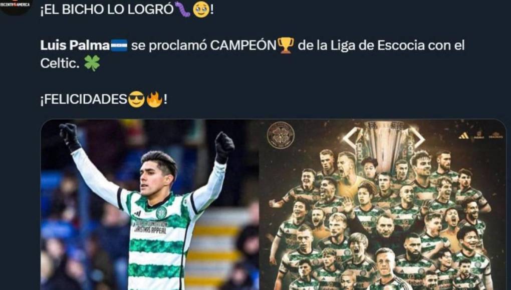 Prensa hondureña se rinde ante Luis Palma, campeón con el Celtic de Escocia