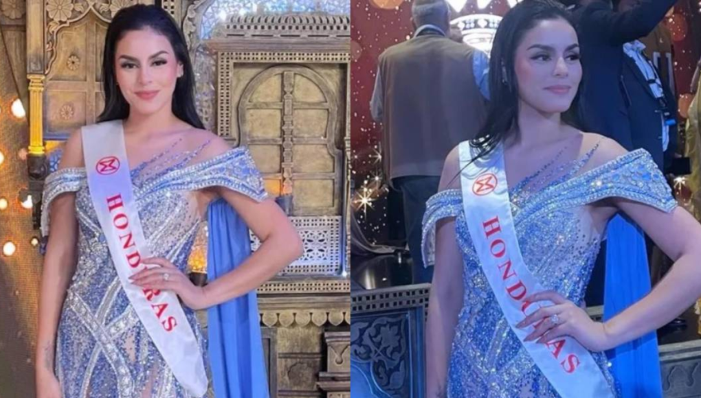 El deslumbrante vestido de Miss Honduras Mundo en la gala final brilla con cristalería azul