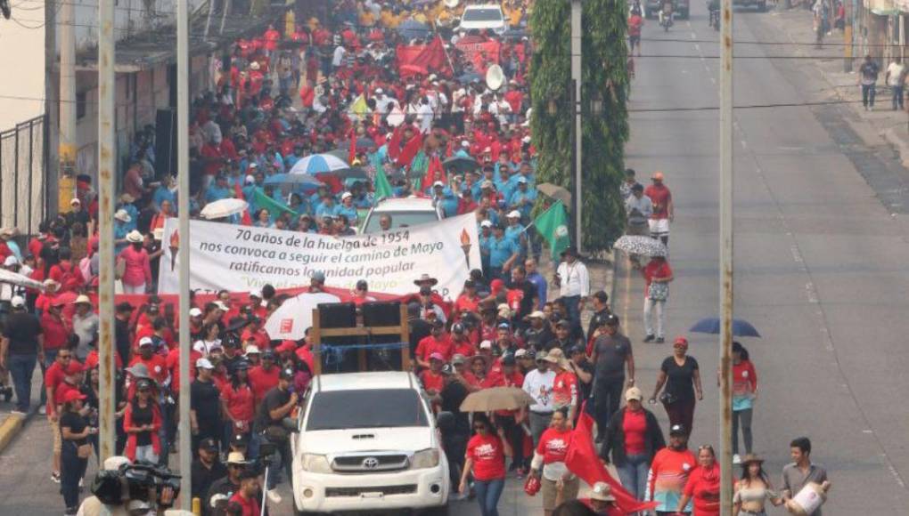 Las mejores imágenes de la marcha del Día del Trabajo en Tegucigalpa