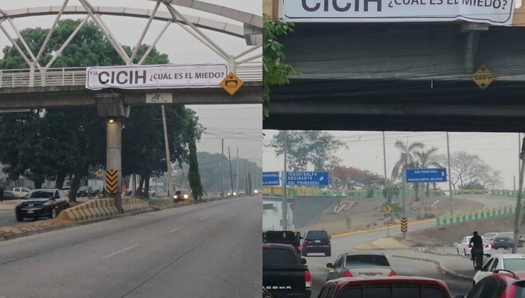 Puentes de Tegucigalpa y SPS aparecen con pancartas exigiendo la llegada de la CICIH