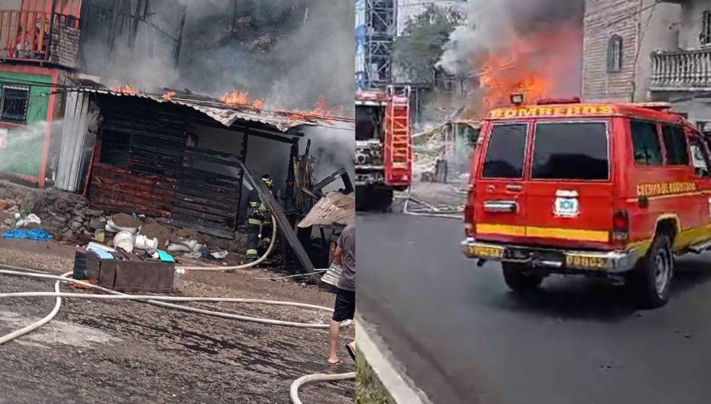 Las imágenes del incendio que consumió tres viviendas en colonia El Progreso