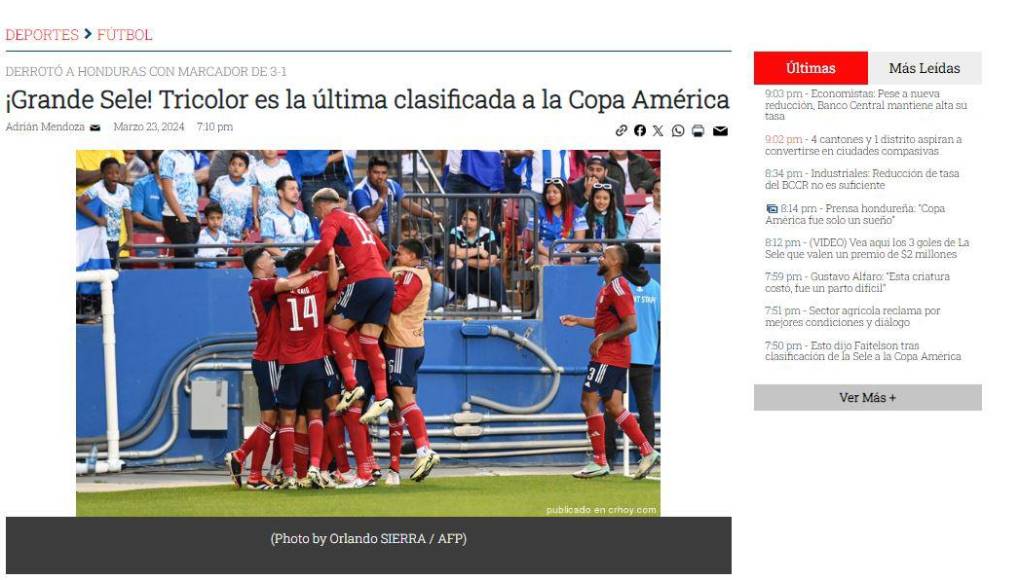 ”Papá a la Copa América”: Prensa tica destaca triunfo de Costa Rica sobre Honduras