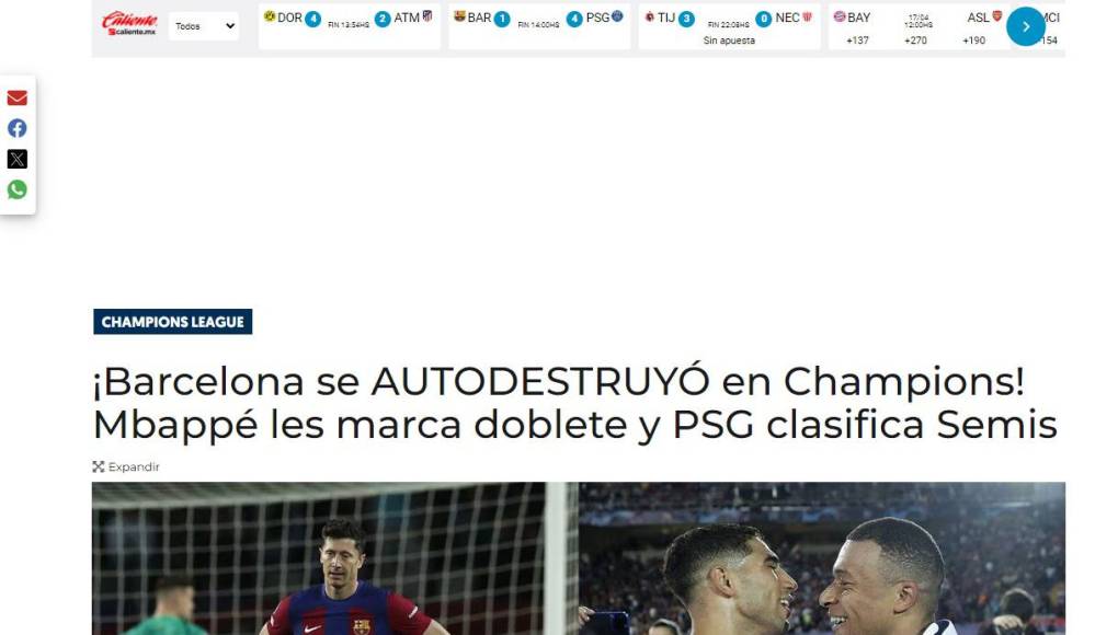 Así reaccionaron los medios tras eliminación del Barcelona ante PSG en Champions