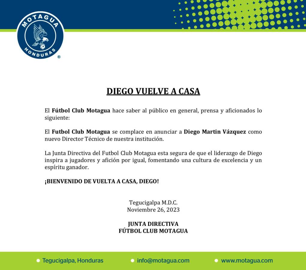 Diego Vázquez vuelve a ser técnico de Motagua tras salida de César Vigevani