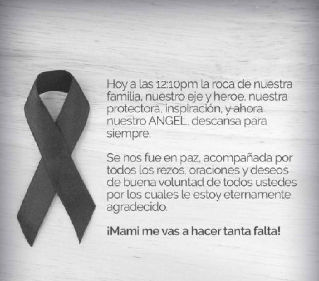 Con este comunicado Marc Anthony anunció la muerte de su madre. Foto: Twitter