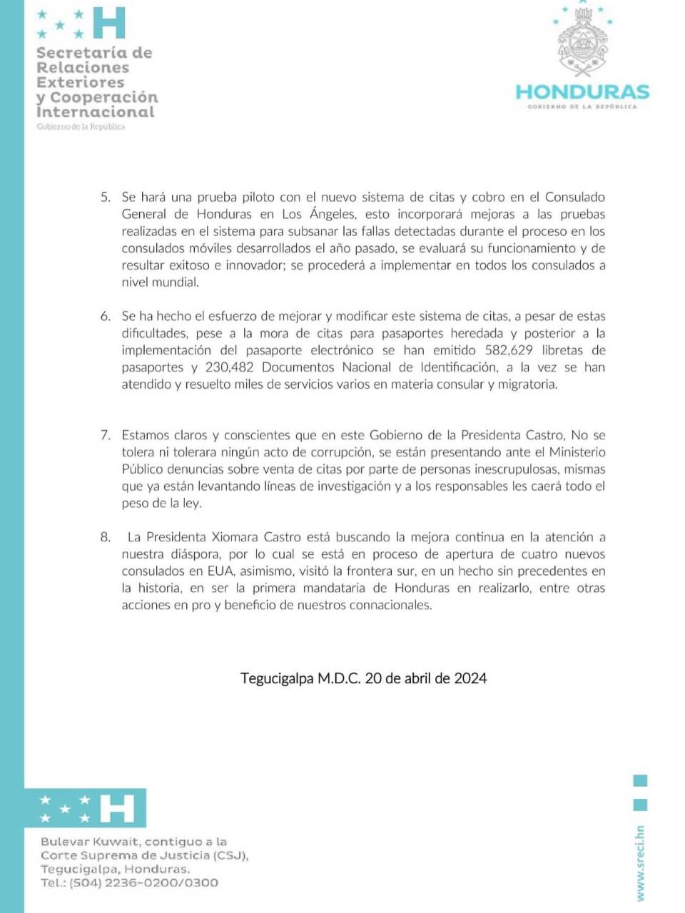 Cancillería reacciona a denuncias en torno a consulados móviles en EUA