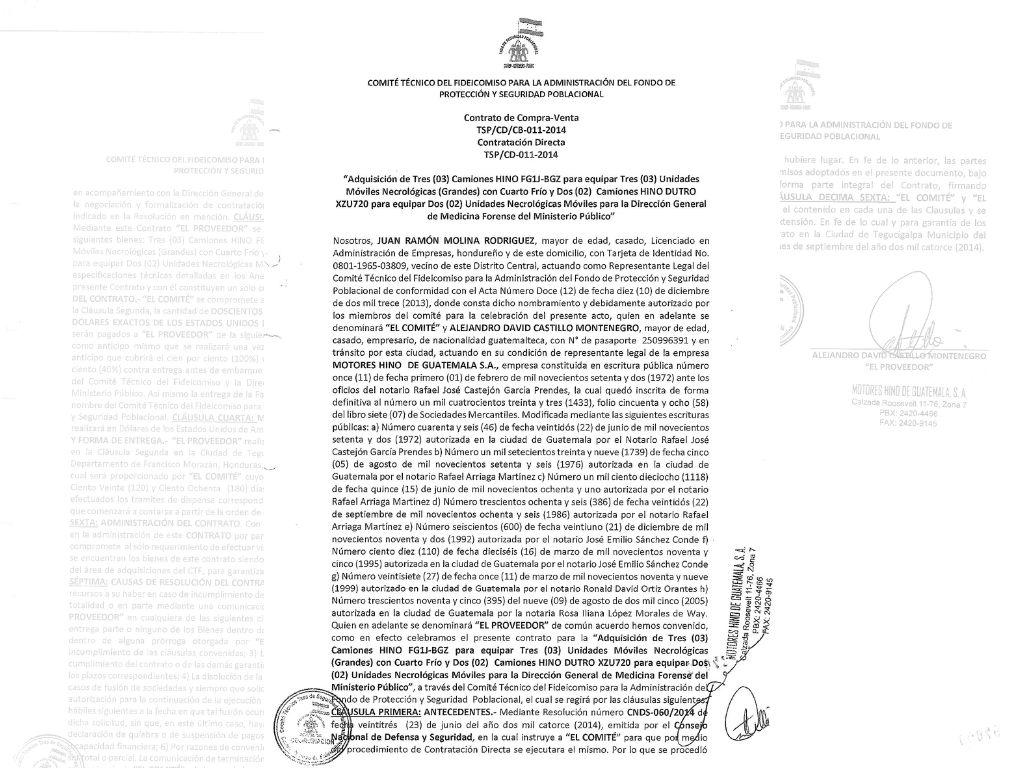 $!Este es el contrato de compra directa de los equipos entregados por la Tasa de Seguridad al Ministerio Público (MP).