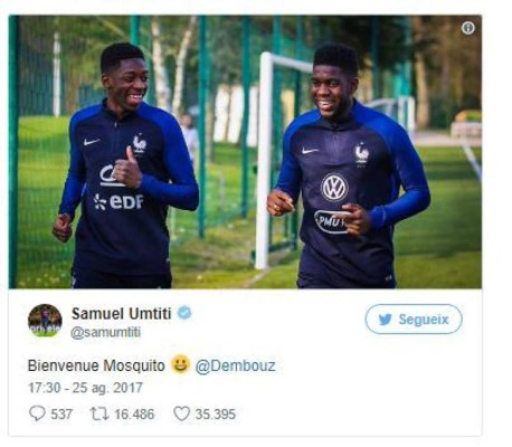 'Estaré detrás para asegurarme de que hace todo bien', dice Umtiti sobre Dembelé  