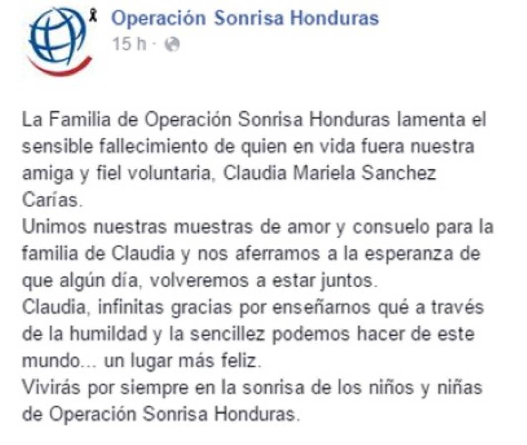 Operación Sonrisa Honduras lamenta la muerte de joven universitaria