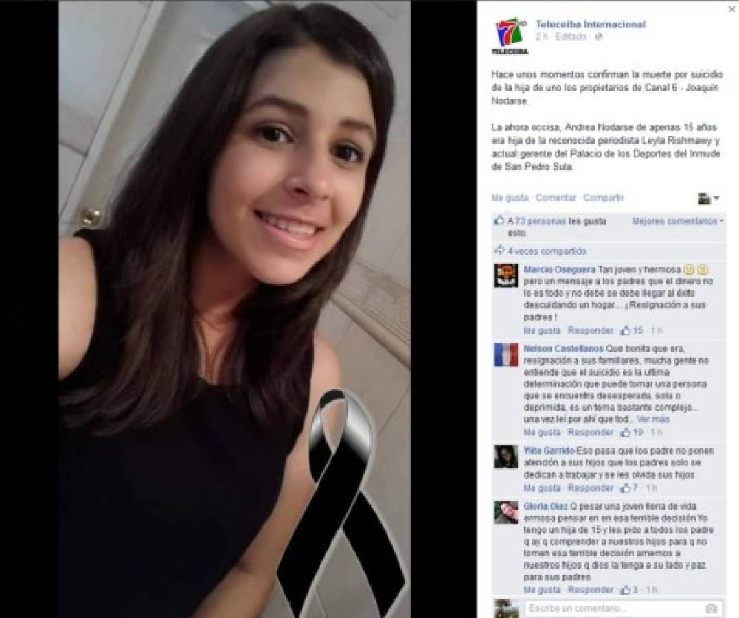 Muere hija de empresario de TV en el norte de Honduras