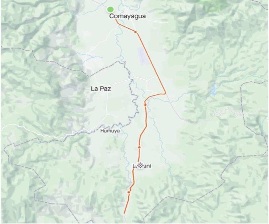 Punto de partida será la Ciudad de Comatagua hasta llegar al municipio de Lamaní.