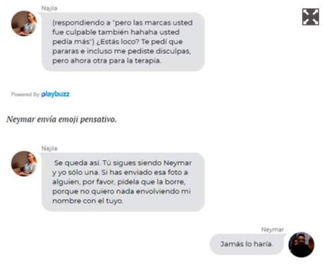 FOTOS: Sale a la luz el chat completo de WhatsApp entre Neymar y Najila  Trindade, la modelo que lo acusa de violación