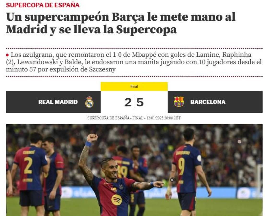 Prensa reacciona tras goleada del Barcelona al Real Madrid: “Ganó papá y perdió su hijo”