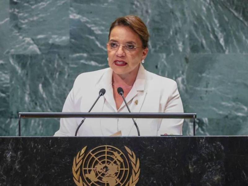 Xiomara Castro durante su discurso en la 79 asamblea de la ONU.