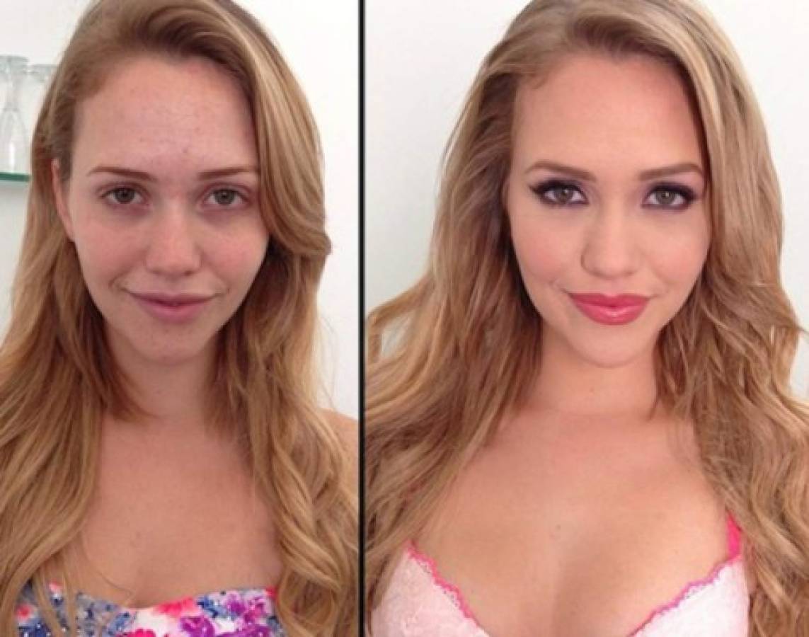 Revelan a las actrices porno con y sin maquillaje