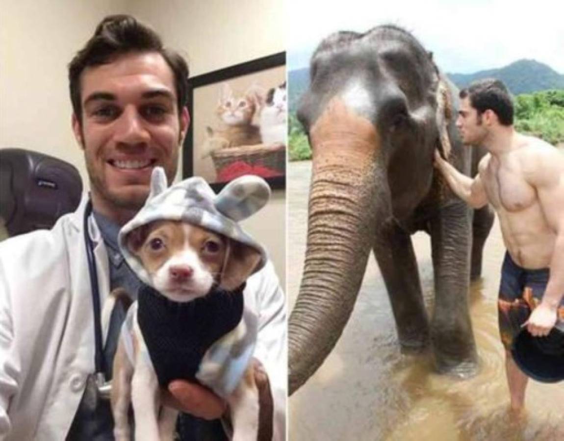 Guapísimo veterinario posa con animales y enamora a las redes