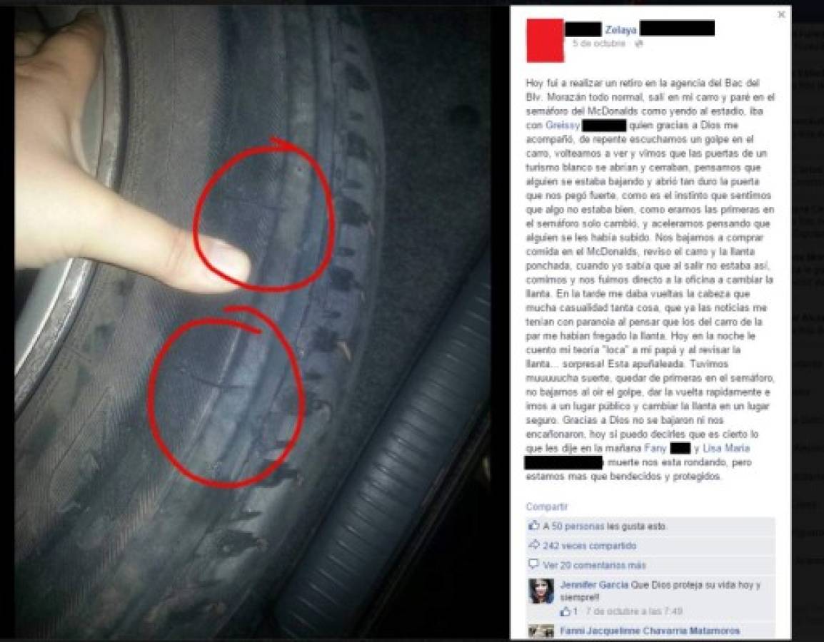 Hondureña relata en Facebook cómo estuvo a punto de ser atracada