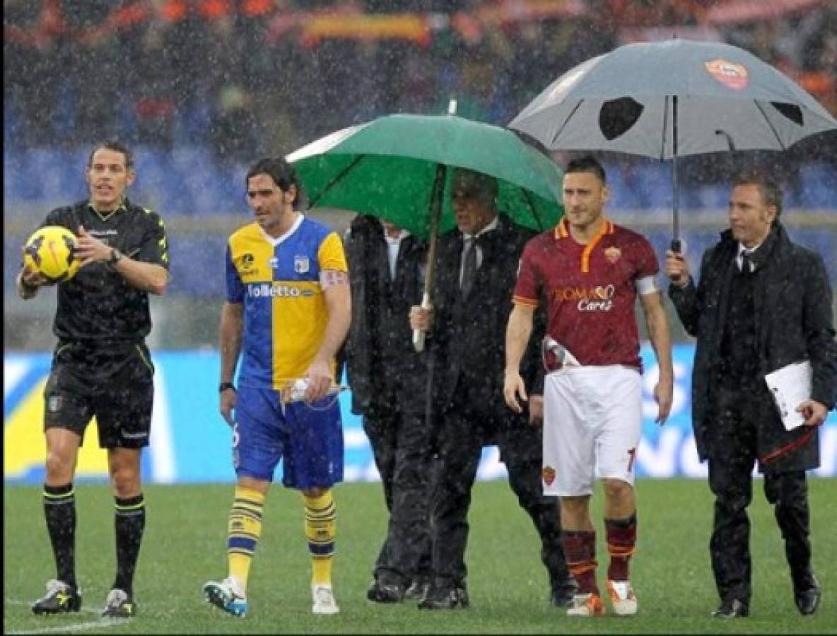 Suspenden partido Roma-Parma por mal tiempo