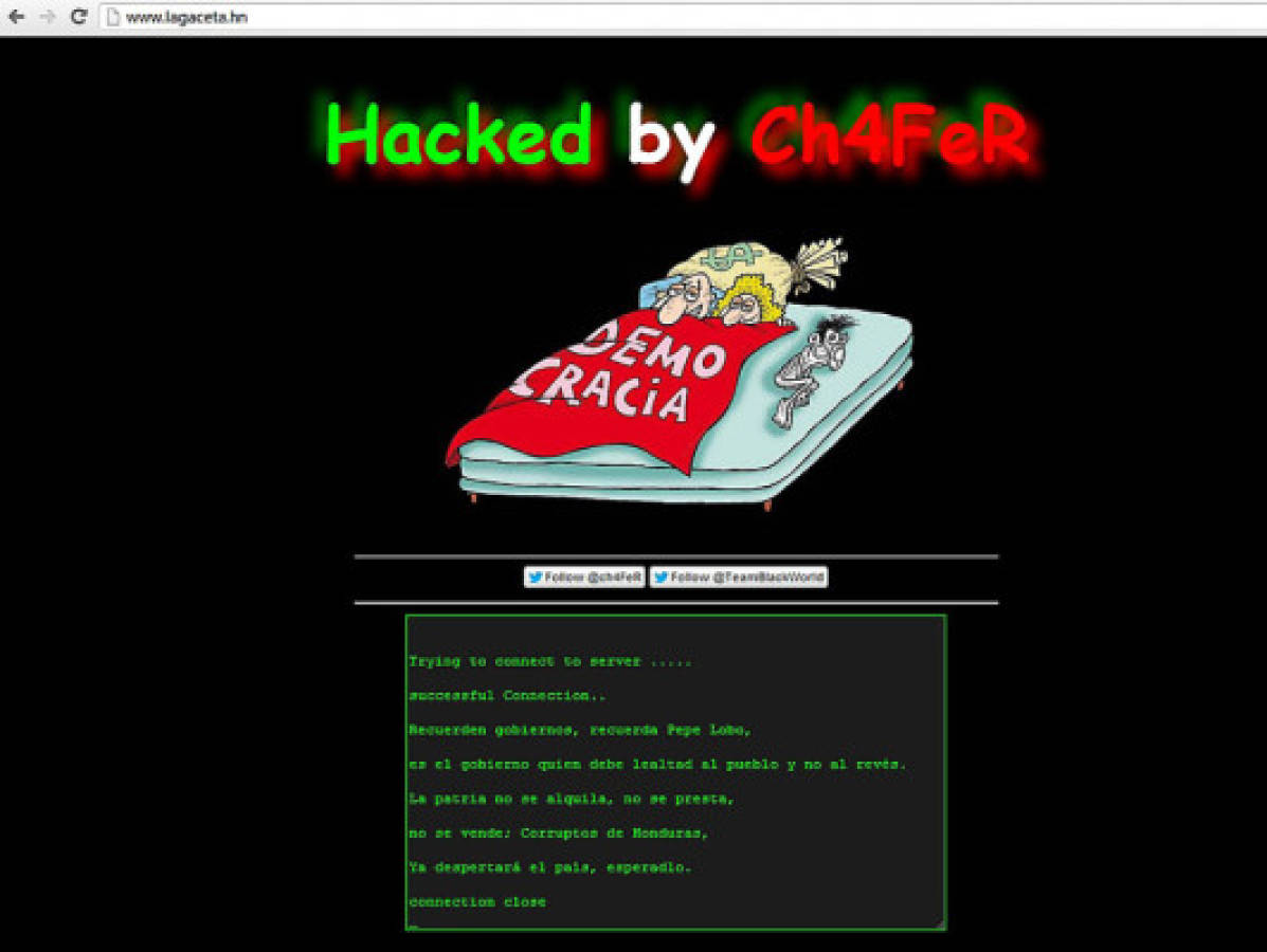 Hackean página del diario oficial de Honduras