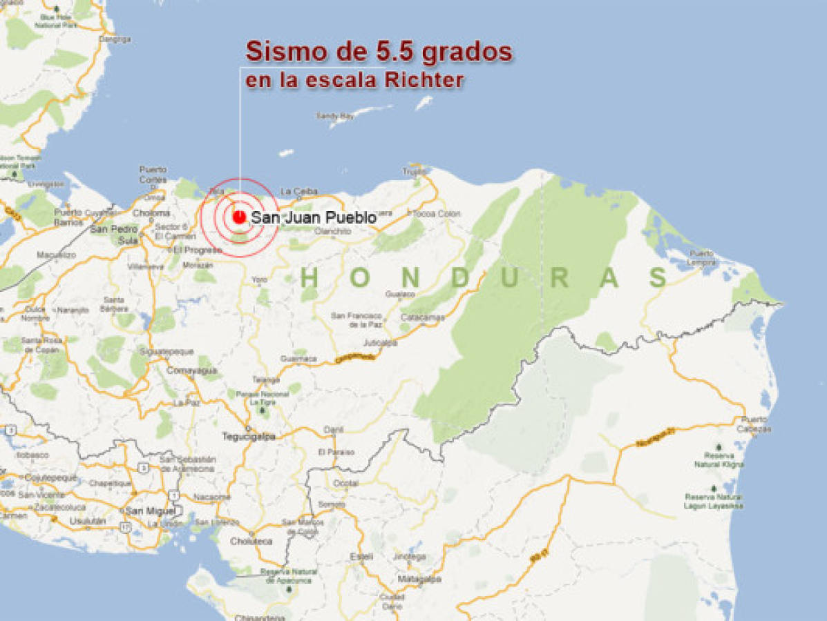 Sismo de 5.5 grados en la escala de Richter sacude parte de Honduras