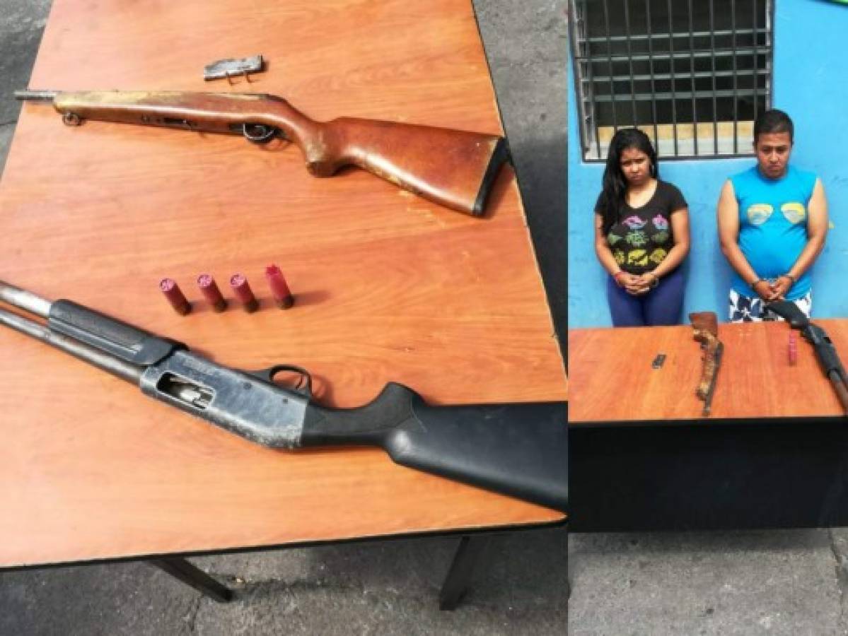 En posesión de armas de fuego capturan a pareja vinculada con la pandilla 18