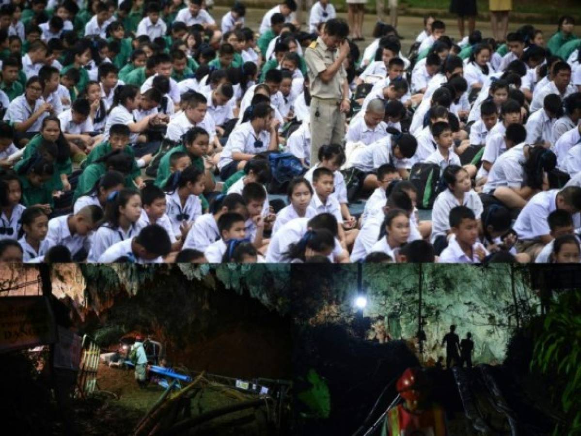 Con esperanza: Gran movilización en Tailandia por los niños atrapados en la cueva