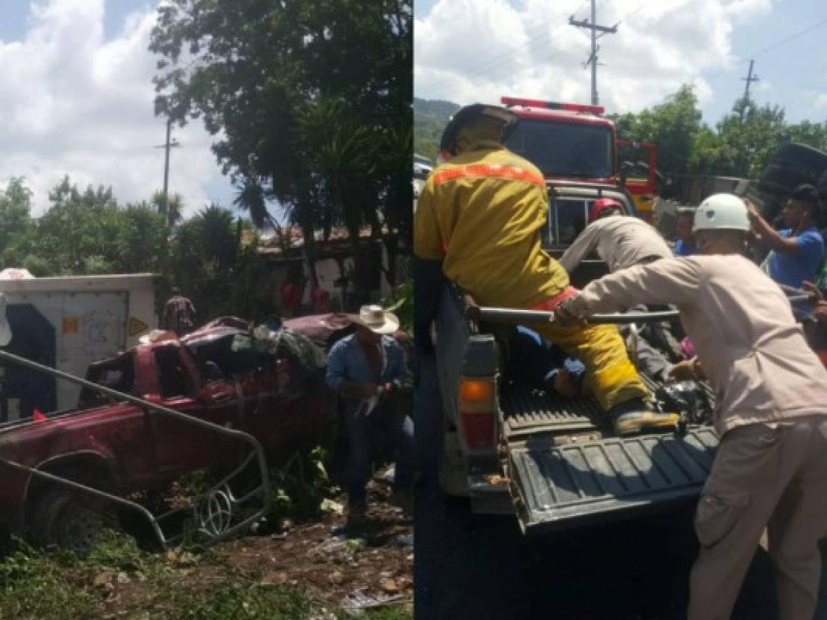 Muere segunda víctima de fatal accidente entre rastra y vehículo pick up en Copán