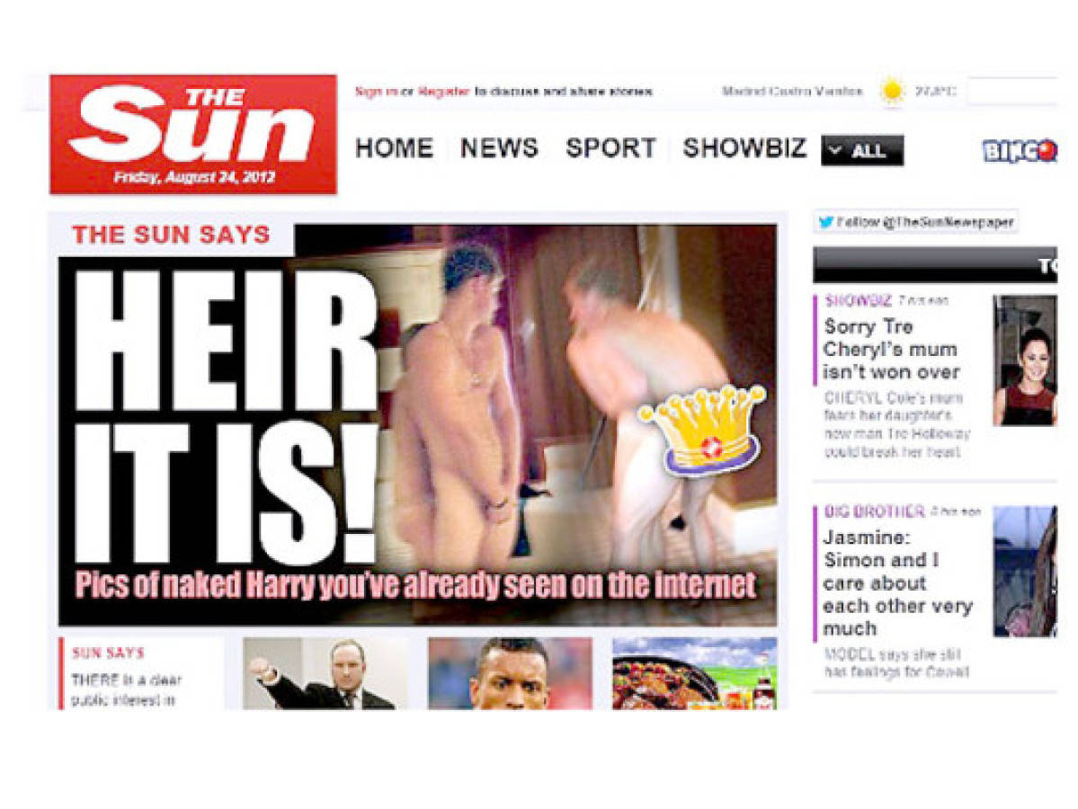 The Sun se rebela contra la familia real y publica fotos del príncipe desnudo