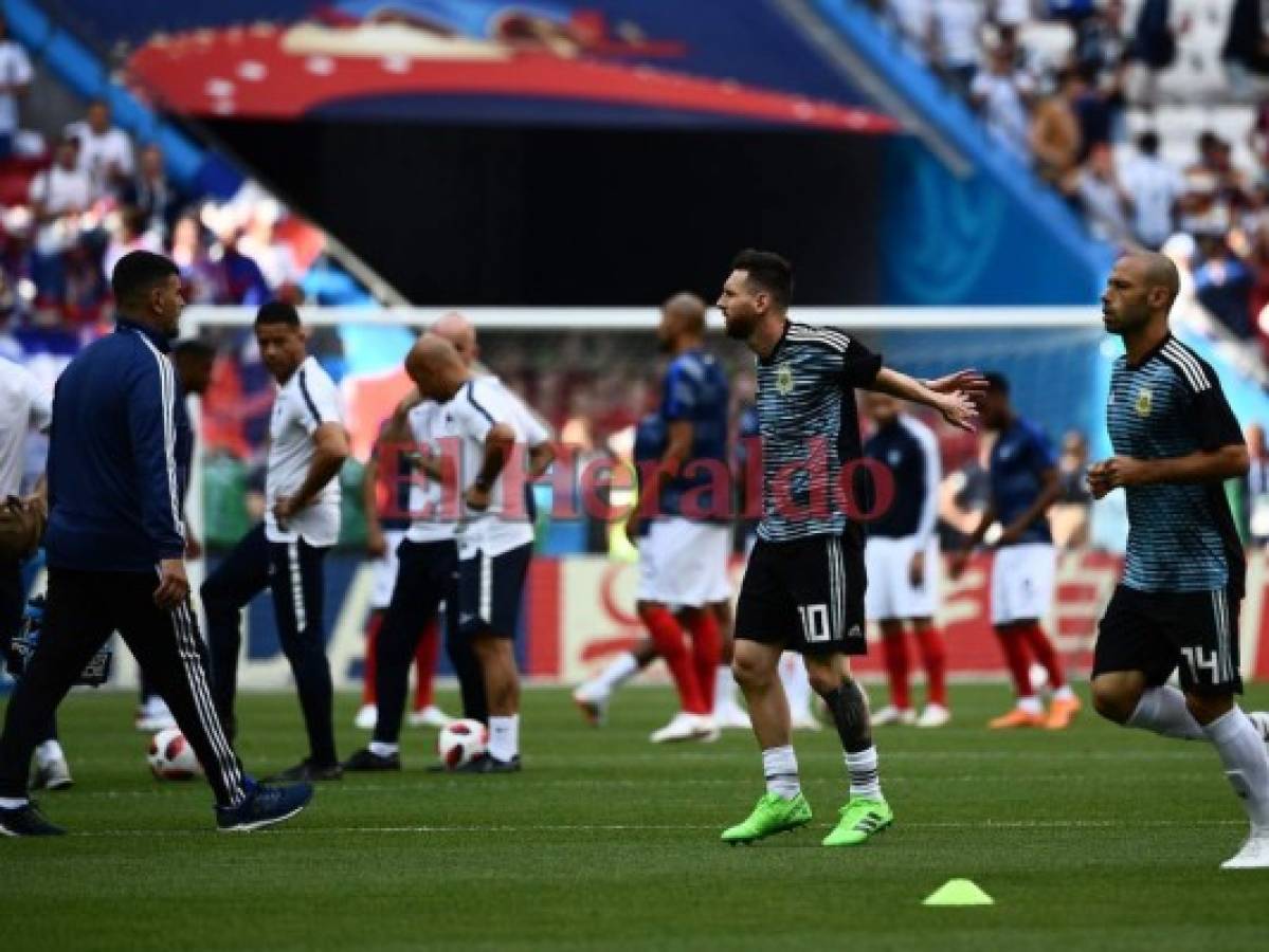 El calentamiento de Argentina previo a su duelo con Francia en los octavos de Rusia 2018