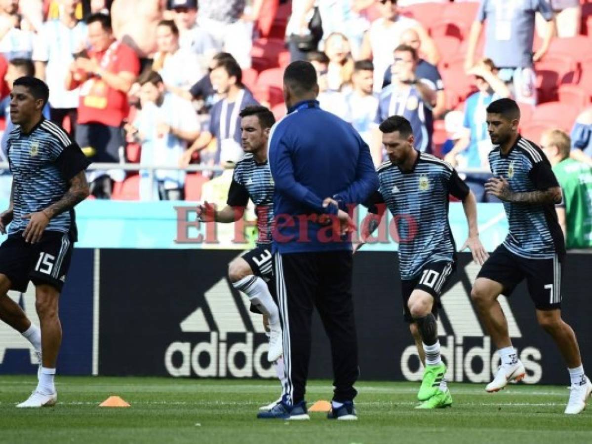 El calentamiento de Argentina previo a su duelo con Francia en los octavos de Rusia 2018