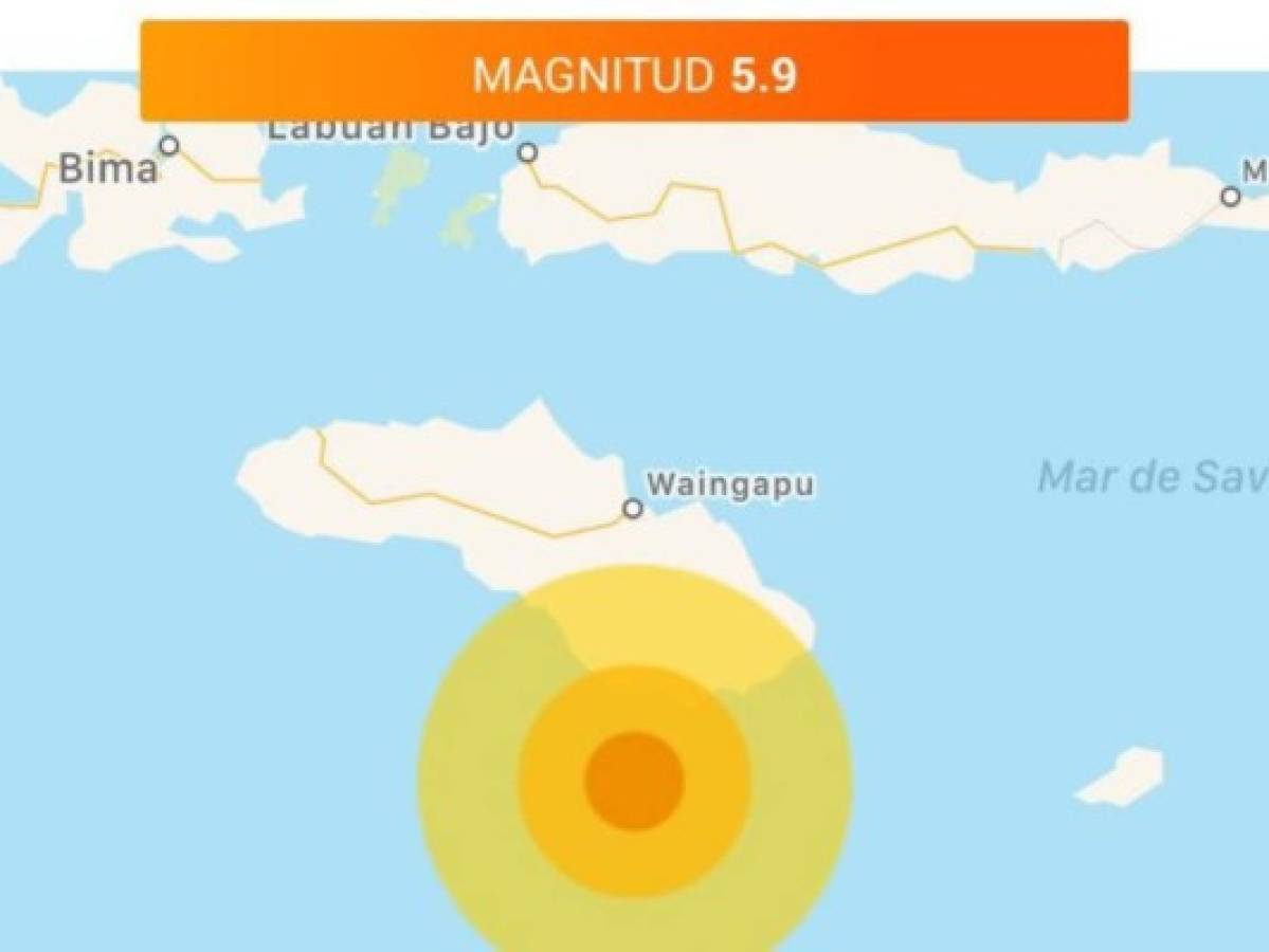 Sismo de magnitud 5.9 frente a la isla de Sumba, en Indonesia