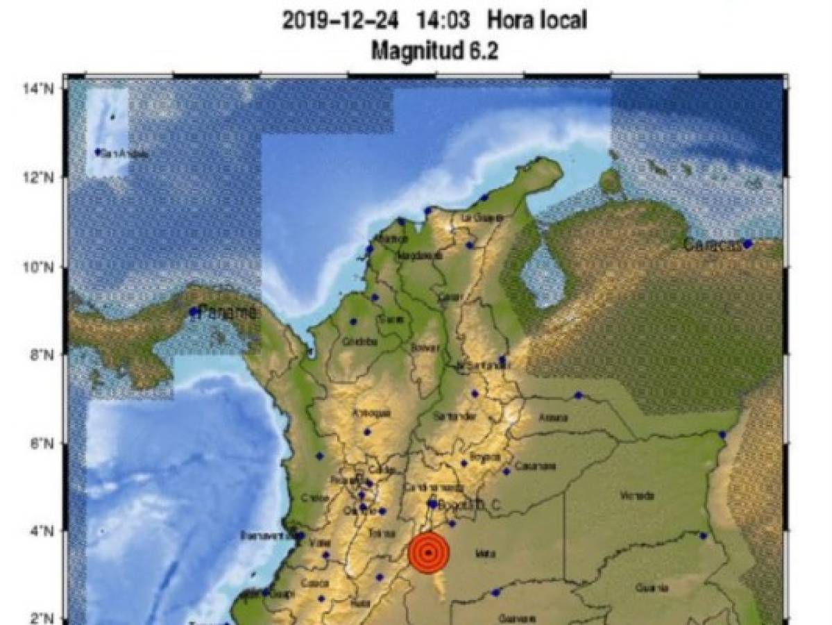 Sismo de 6.2 grados se registra en el sur de Colombia