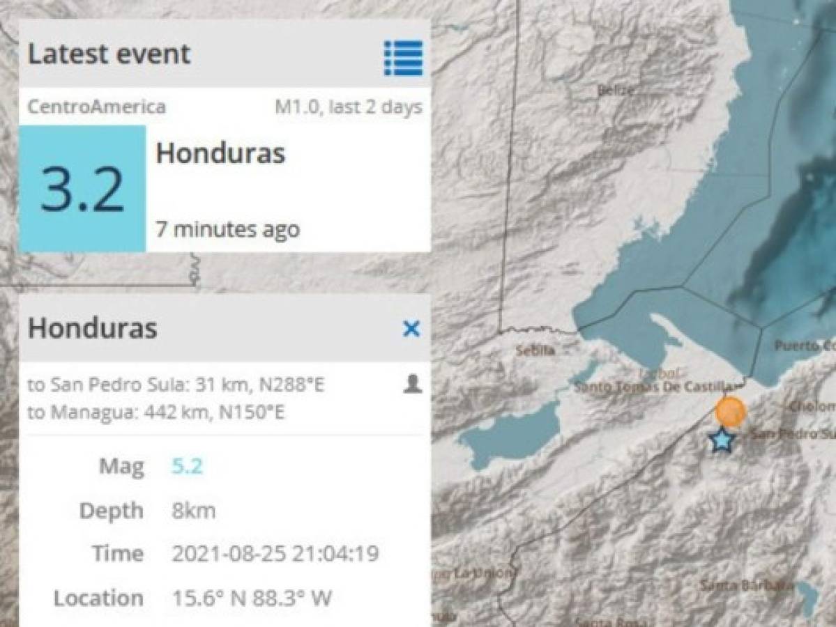 Reportan réplica de 3.1 grados en la zona norte de Honduras tras fuerte sismo  